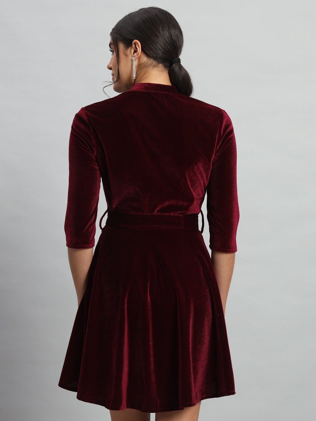 Tie-Ups Velvet Fit & Flare Dress