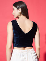 V-Neck Velvet Saree Blouse