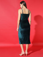 Vaararo Velvet Bodycon Party Dress for Women | Sleeveless Thigh-Slit Outfit with Spaghetti Straps