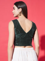 V-Neck Velvet Saree Blouse