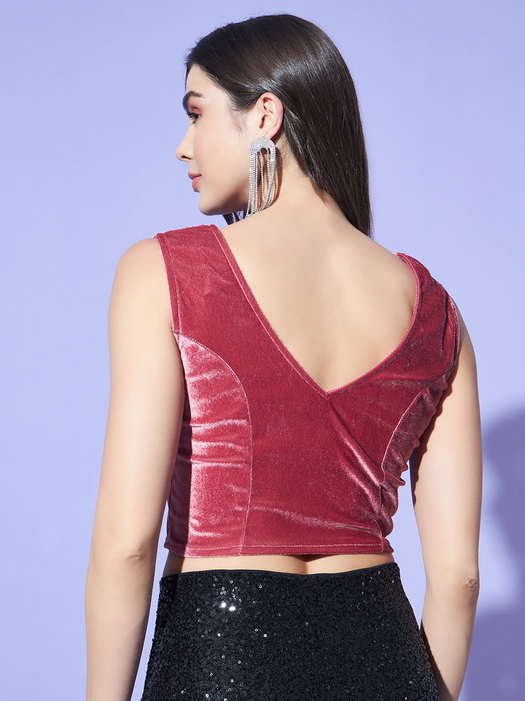 V-Neck Velvet Saree Blouse