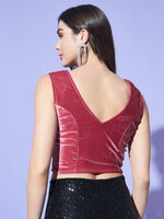 V-Neck Velvet Saree Blouse