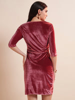 Women Square Neck Velvet Sheath Dress