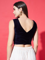 V-Neck Velvet Saree Blouse