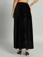 Women Velvet Wide Leg Palazzos Black