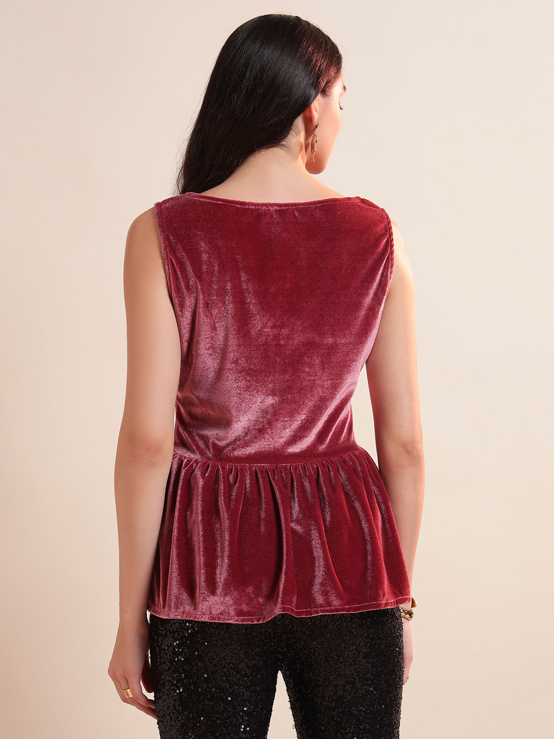 Velvet Peplum Top