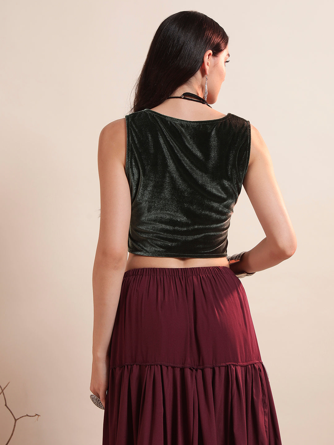 Sweetheart Neck Velvet Readymade Saree Blouse