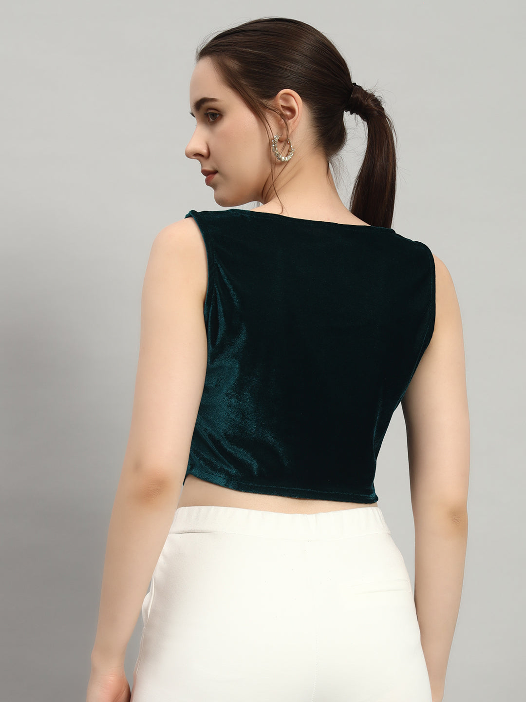 Sweetheart Neck Velvet Readymade Saree Blouse