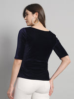 Velvet Tie-Up Peplum Top for Women