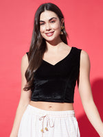 V-Neck Velvet Saree Blouse