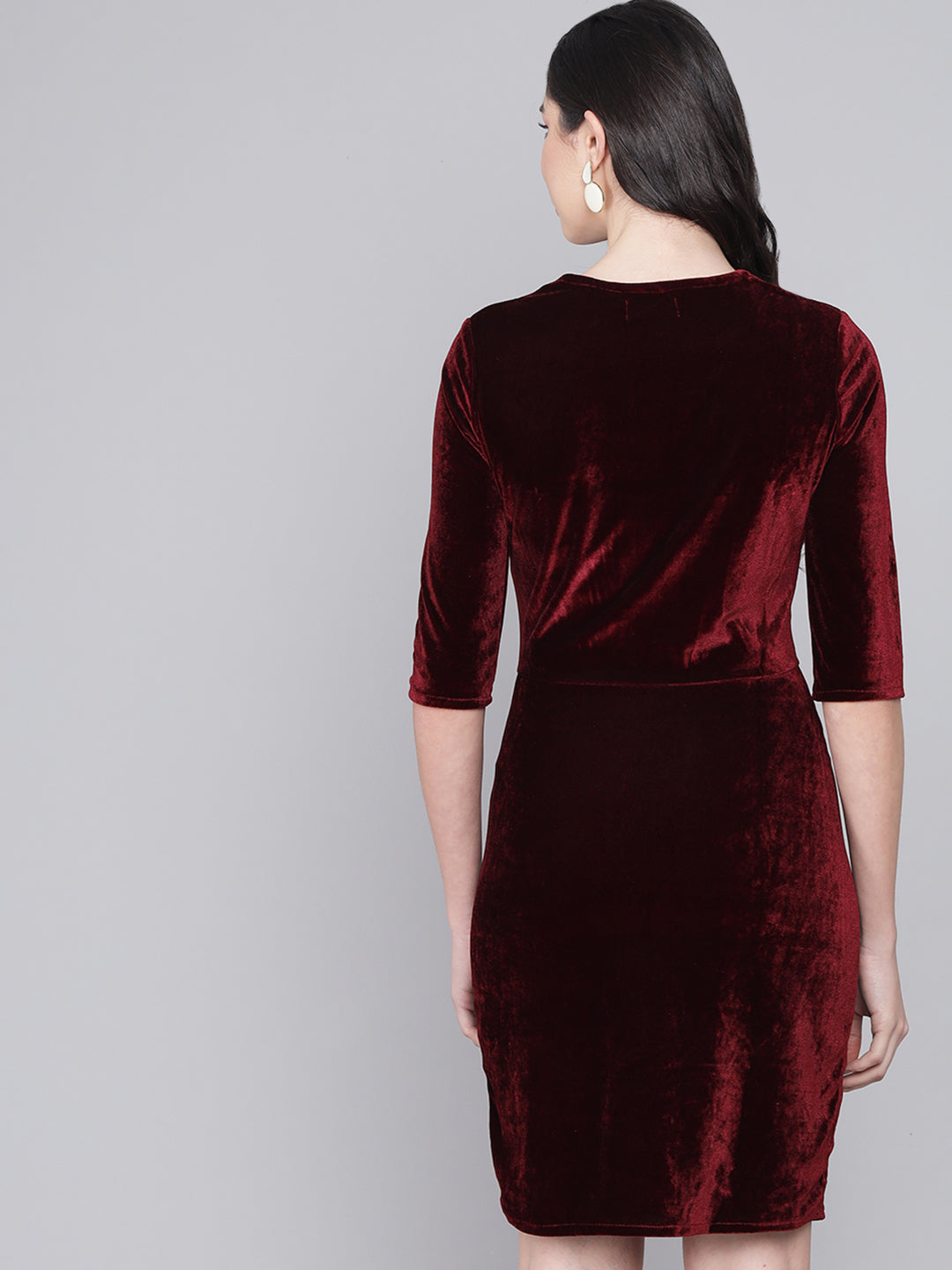 Women Square Neck Velvet Sheath Dress
