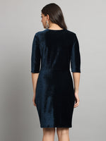 Women Square Neck Velvet Sheath Dress