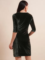 Women Square Neck Velvet Sheath Dress