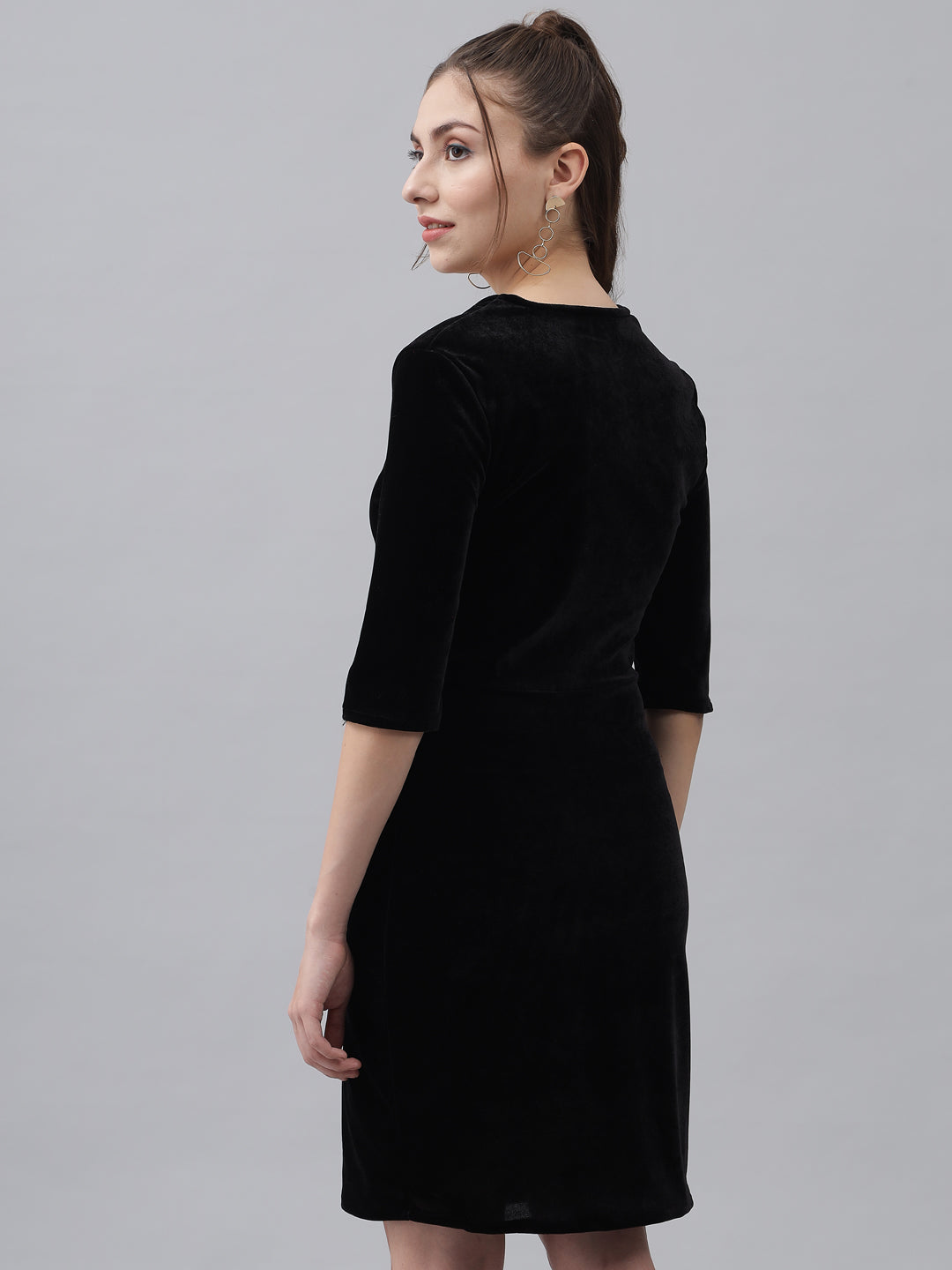 Women Square Neck Velvet Sheath Dress