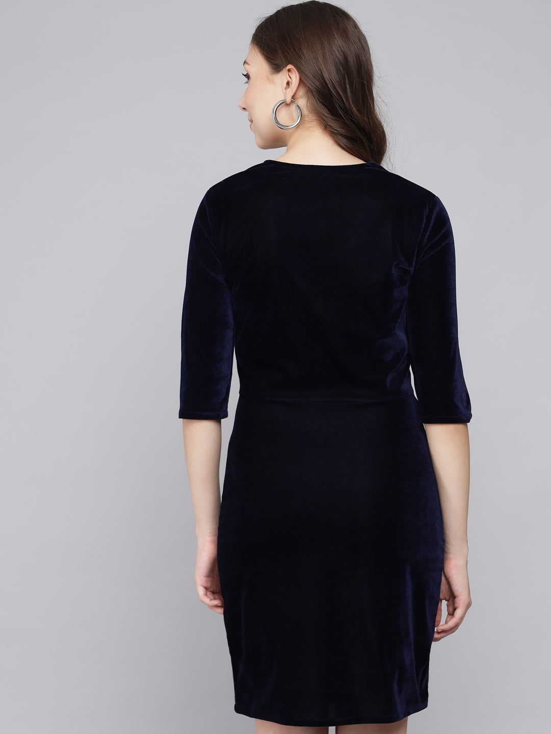 Women Square Neck Velvet Sheath Dress