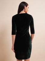 Women Square Neck Velvet Sheath Dress