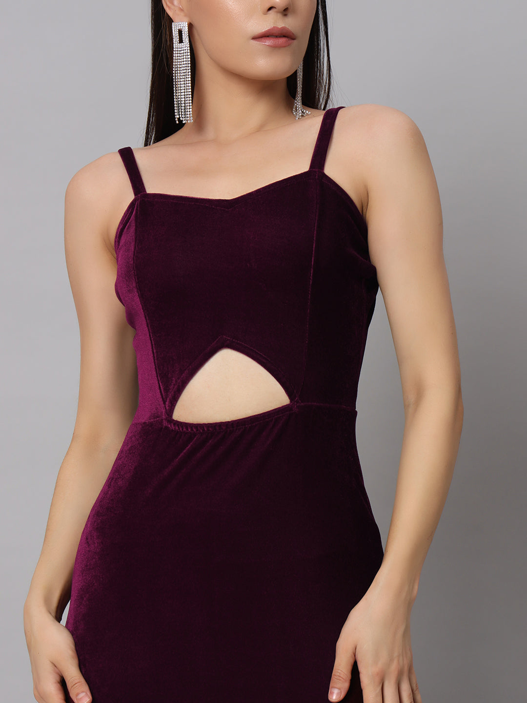 Women Sweetheart Neck Shoulder Straps Cut-Outs Sheath Maxi Dress