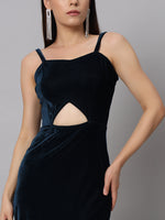 Women Sweetheart Neck Shoulder Straps Cut-Outs Sheath Maxi Dress