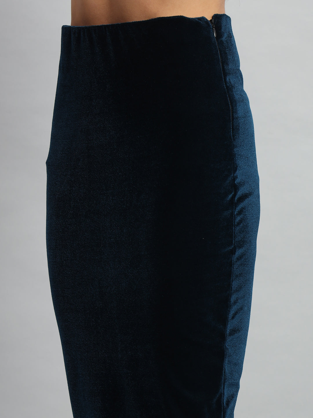 Knee Length Velvet Pencil Skirt