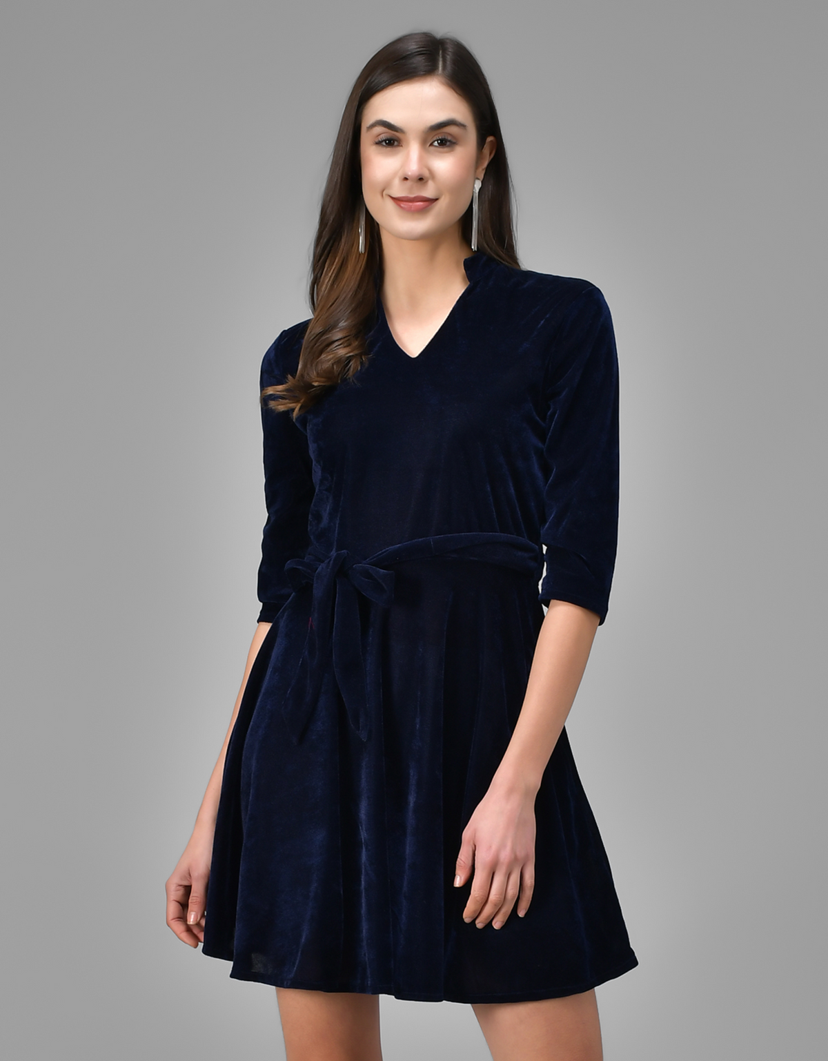 Tie-Ups Velvet Fit & Flare Dress