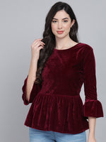 Velvet Peplum Top for Women Premium Partywear & Casual Style