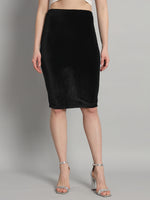 Knee Length Velvet Pencil Skirt