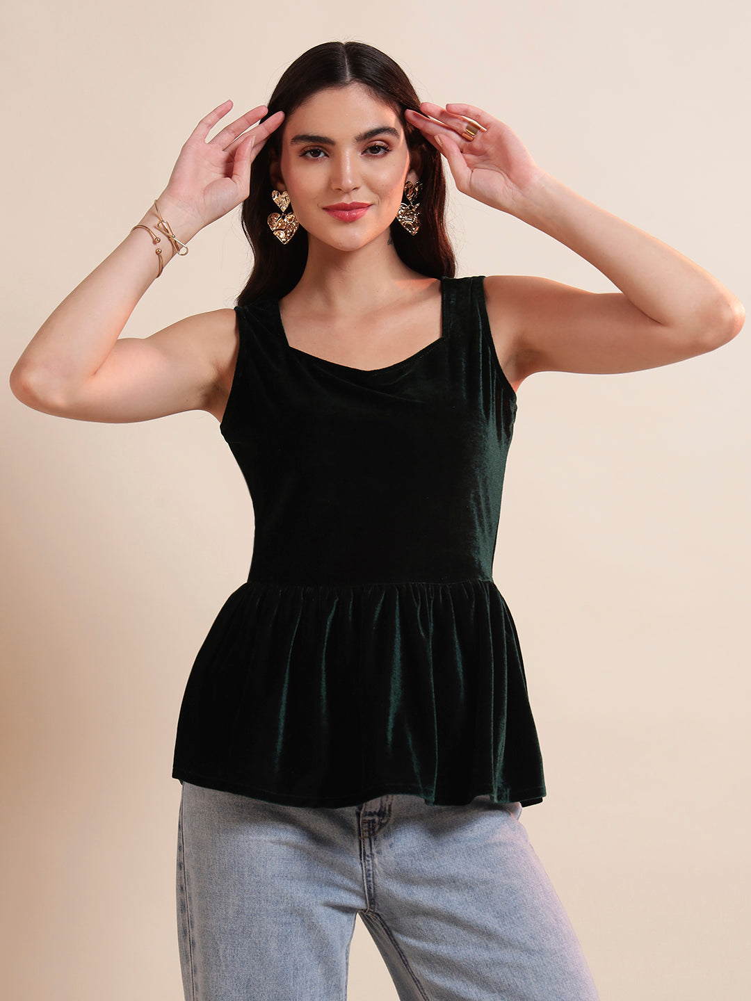 Velvet Peplum Top