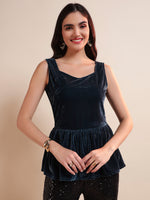 Velvet Peplum Top