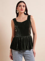 Velvet Peplum Top