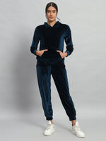 Velvet Tracksuit Set for Women with Hoodie and Handy Pockets