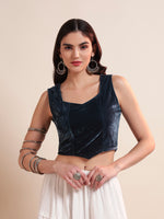 Sweetheart Neck Velvet Readymade Saree Blouse