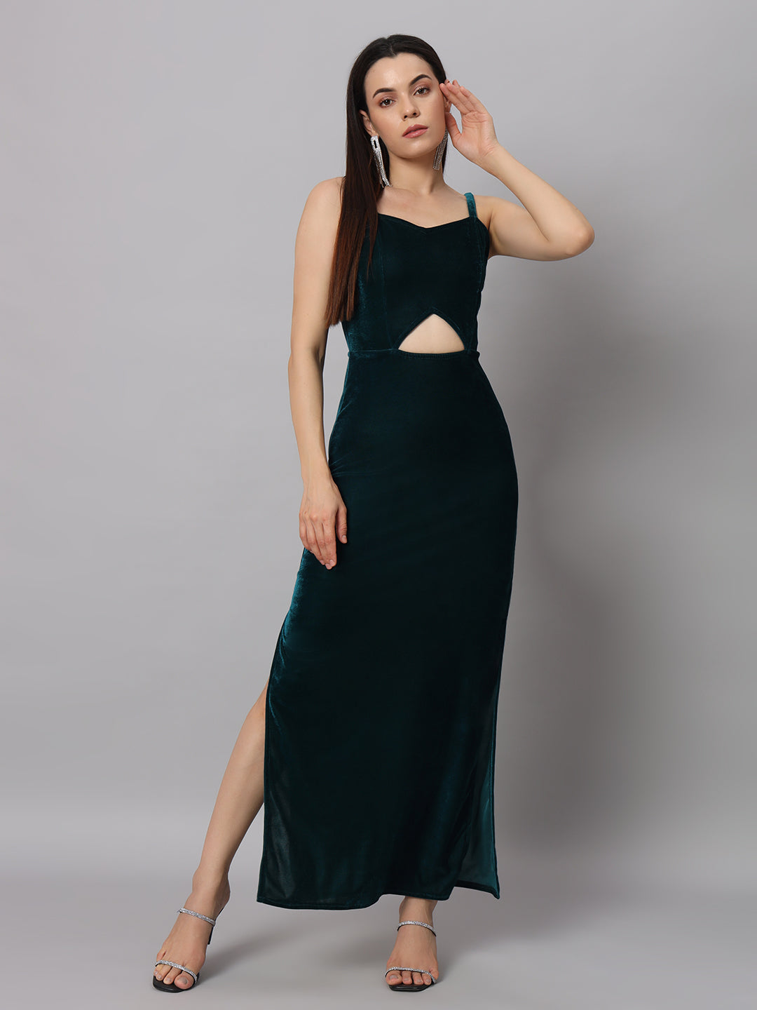 Women Sweetheart Neck Shoulder Straps Cut-Outs Sheath Maxi Dress