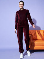 Velvet Tracksuit Set for Women with Hoodie and Handy Pockets