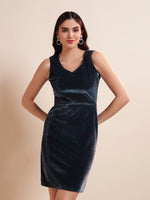 V-Neck Velvet Bodycon Mini Dress