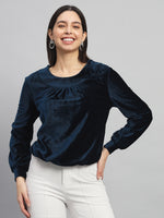 Round Neck Full Sleeves Velvet Top