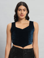 Sweetheart Neck Velvet Readymade Saree Blouse