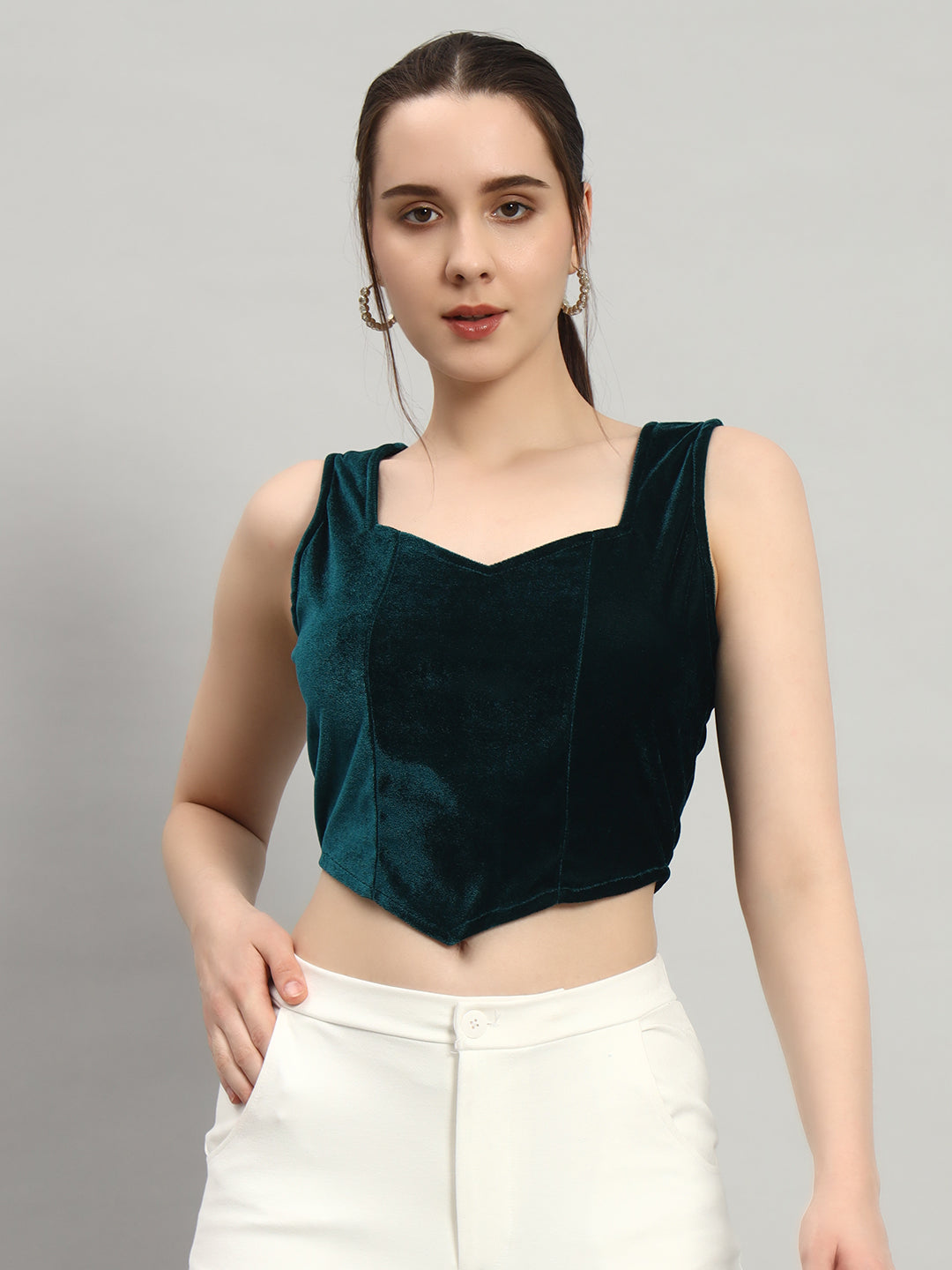 Sweetheart Neck Velvet Readymade Saree Blouse