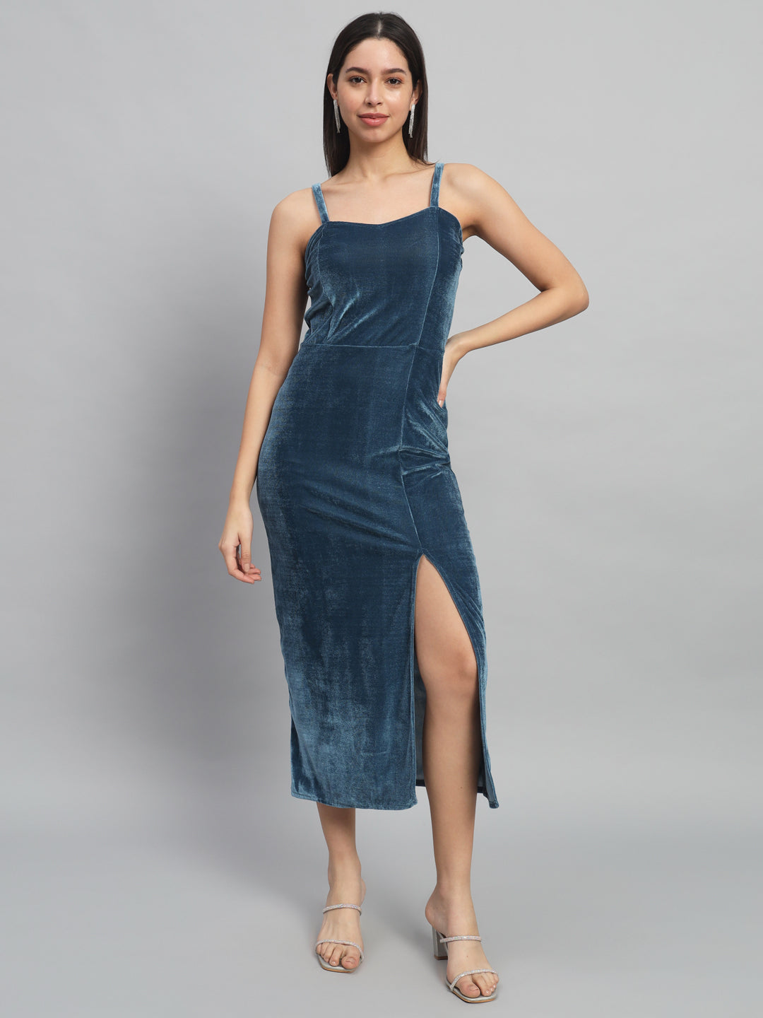 Velvet Sheath Midi Dress