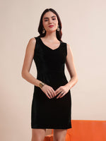 V-Neck Velvet Bodycon Mini Dress