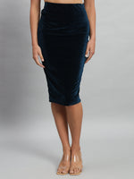 Knee Length Velvet Pencil Skirt