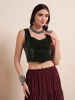 Sweetheart Neck Velvet Readymade Saree Blouse