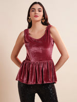 Velvet Peplum Top