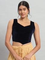 Sweetheart Neck Velvet Readymade Saree Blouse