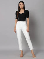 Lycra Party Puff Sleeves Shiny Readymade Blouse