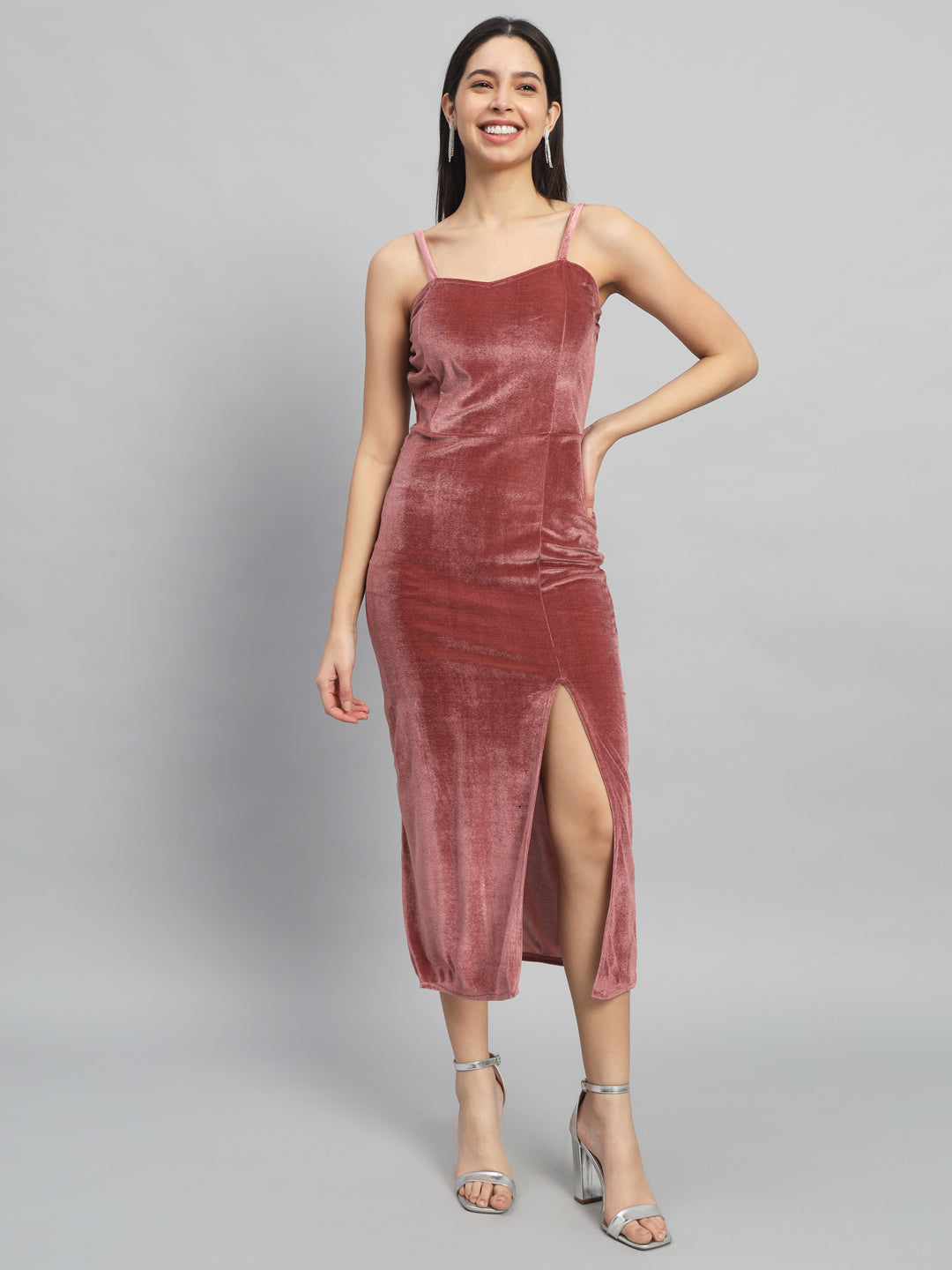 Velvet Sheath Midi Dress
