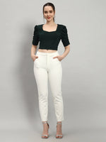 Lycra Party Puff Sleeves Shiny Readymade Blouse