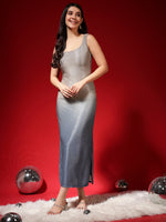 Lycra Bodycon Sleeveless Party Dress Silver Navy Ombre