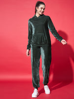 Velvet Tracksuit Set for Women with Hoodie and Handy Pockets