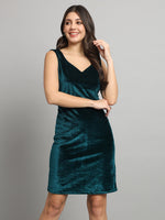 V-Neck Velvet Bodycon Mini Dress