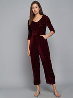 V-Neck Ruffles Details Basic Jumpsuit